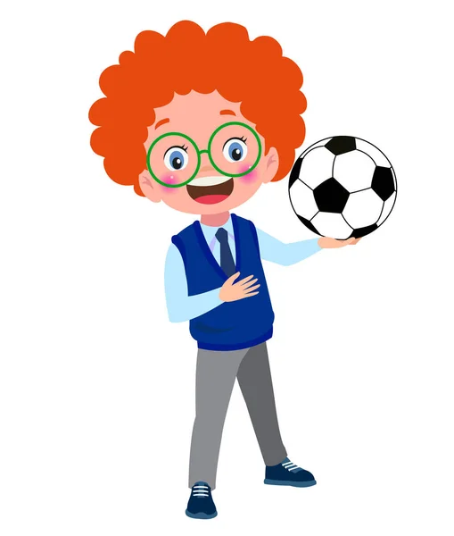 Słodkie Chłopiec Szkoła Mundur Piłka Nożna — Wektor stockowy