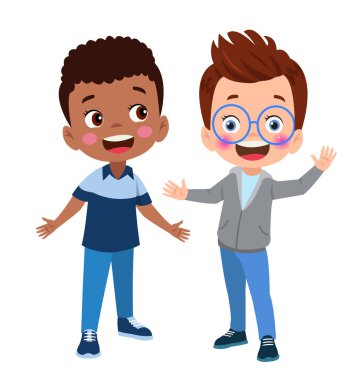 Cute little boy cartoon posing