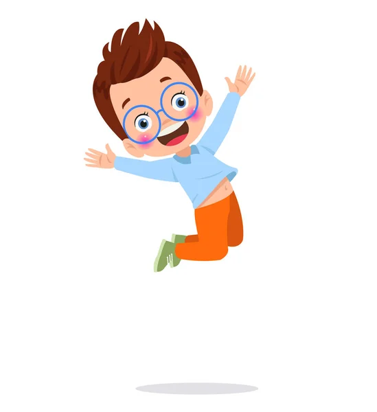 Miúdos Saltadores Crianças Engraçadas Felizes Brincando Pulando Ação Diferente Coloca —  Vetores de Stock