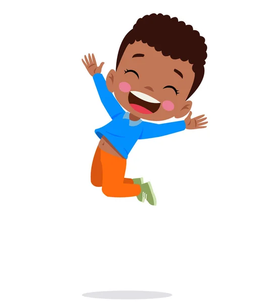 Miúdos Saltadores Crianças Engraçadas Felizes Brincando Pulando Ação Diferente Coloca —  Vetores de Stock