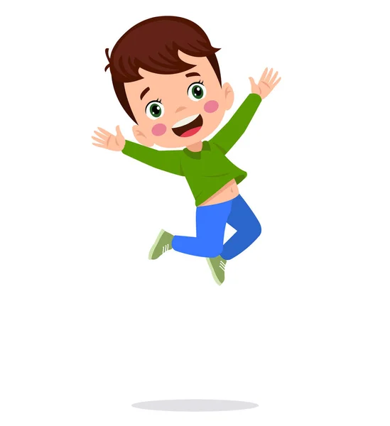 Springen Kinderen Gelukkig Grappig Kinderen Spelen Springen Verschillende Actie Poses — Stockvector