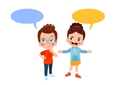 Çocuklar konuşma balonuyla konuşuyor..