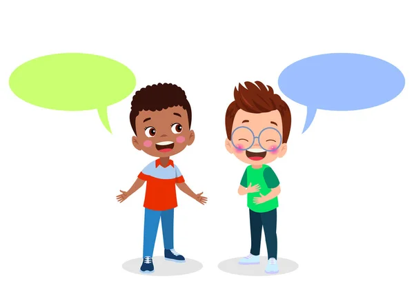 stock vector Kids talking with a speech bubble.