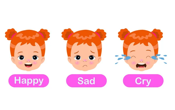 Set Different Emotions Kid — Stock Vector