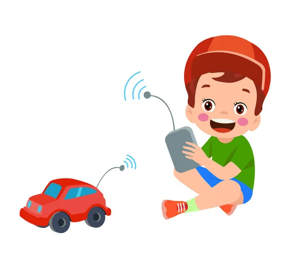 Çocuk Oyuncak Araba Arabayla Oynuyor — Stok Vektör