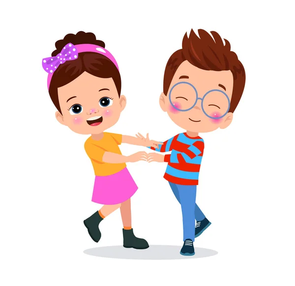 かわいい男の子と女の子のダンス — ストックベクタ
