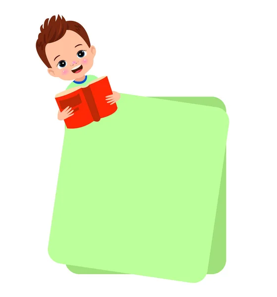 stock vector Boy reading a book white background.