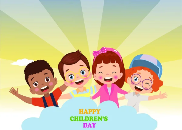 幸せな子供の日という言葉で子供の日のためのポスター — ストックベクタ