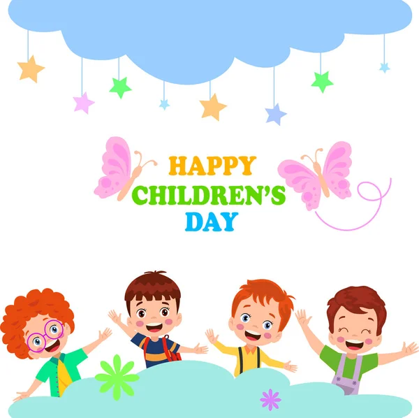 Cartel Para Día Los Niños Con Las Palabras Feliz Día — Vector de stock