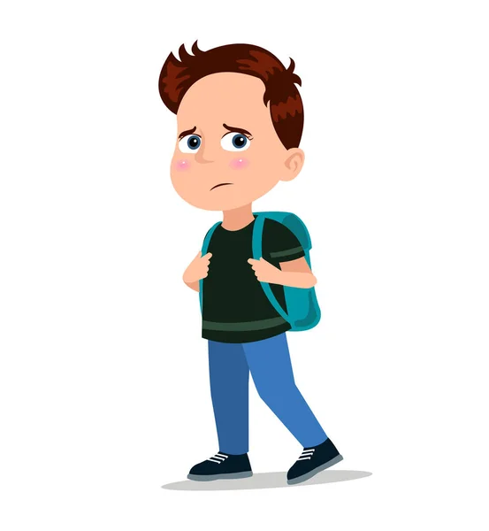 stock vector Cute little boy with a backpack. Vector illustration in cartoon style.