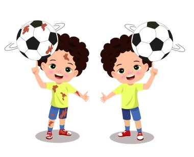 Temiz ve kirlinin zıttını öğreten çocuklar için eğitici bir illüstrasyon. Vektör illüstrasyonu