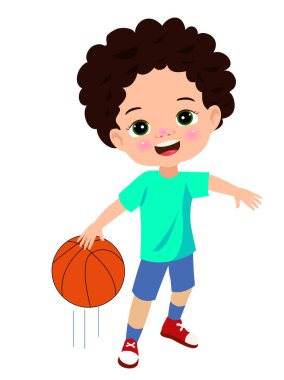 Basketbol oynayan çocuk vektör çizim