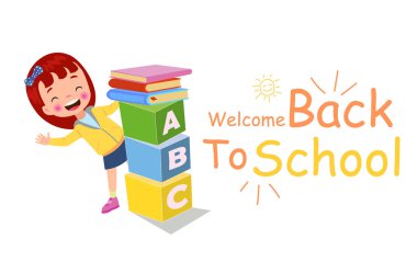 Geri okul öğeleri düz tasarımında ayarla