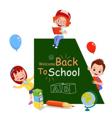 Geri okul öğeleri düz tasarımında ayarla