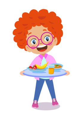 Tepsiyi tutan bir çocuğun resmi.