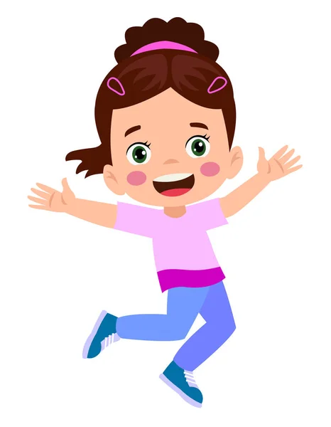 Springen Kinderen Gelukkig Grappig Kinderen Spelen Springen Verschillende Actie Poses — Stockvector