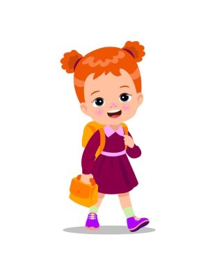 sevimli çocuk okula yürüme