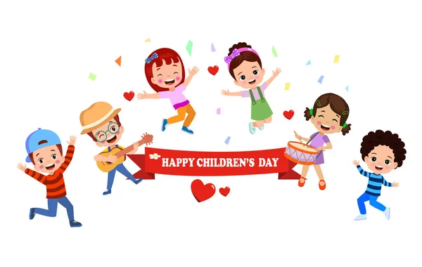 Плакат Дню Защиты Детей Словами Днем Защиты Детей — стоковый вектор