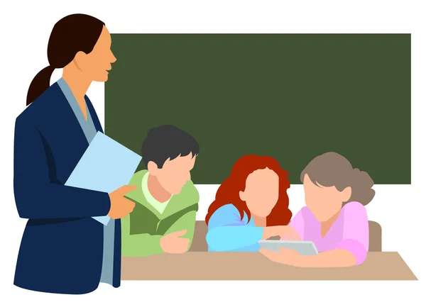 Ευτυχισμένος Δάσκαλος Σχολείο Παιδί Απεικόνιση Διάνυσμα — Διανυσματικό Αρχείο