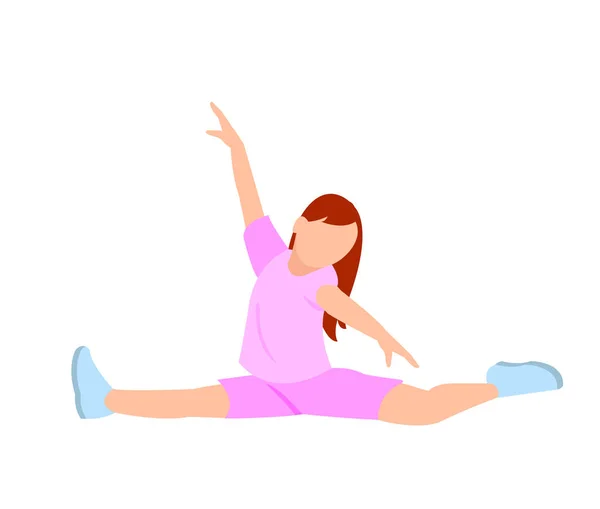 Щаслива Дівчина Гімнастка Тренується Маленька Дитина Займається Гімнастикою Мила Дитина — стоковий вектор
