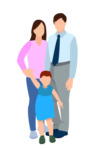 Set Famiglie Eterosessuali Tradizionali Felici Con Bambini Madre Sorridente Padre — Vettoriale Stock