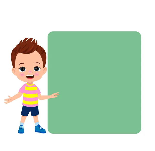 Your Text Here Cute Boy Holding Note Paper — Stock Vector