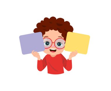 boş kağıt tutan karikatür çocuk