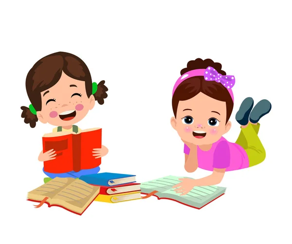 Симпатичный Счастливый Мальчик Читающий Книгу — стоковый вектор