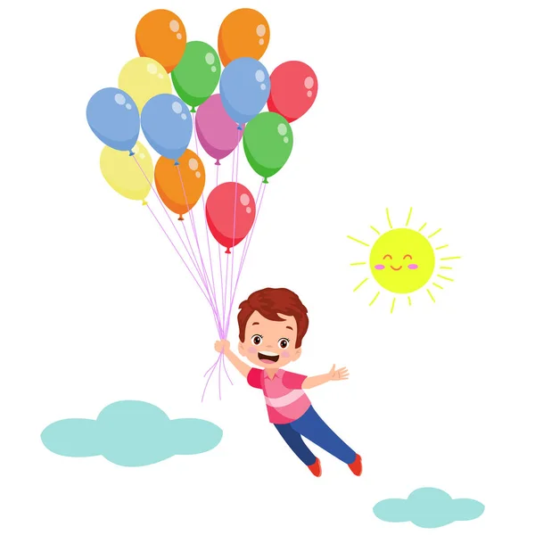 Счастливые Дети Красочные Воздушные Шары — стоковый вектор