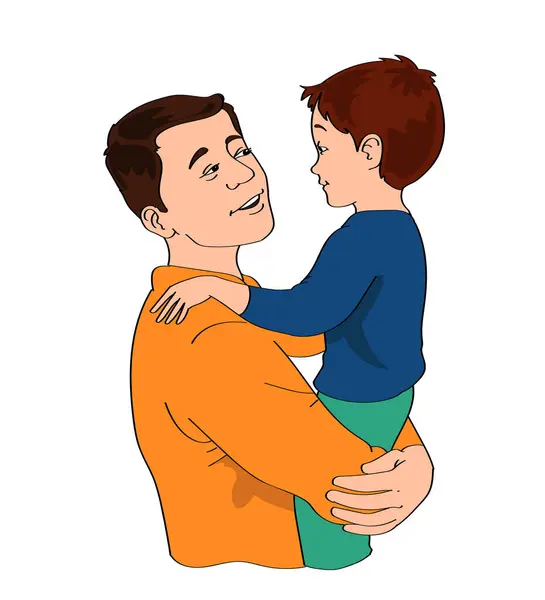 快乐的父亲和可爱的男孩 — 图库矢量图片