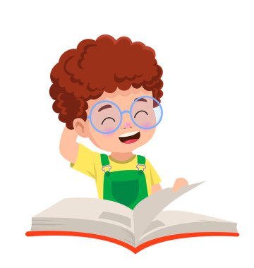 Güzel, mutlu çocuk kitap okuyor.