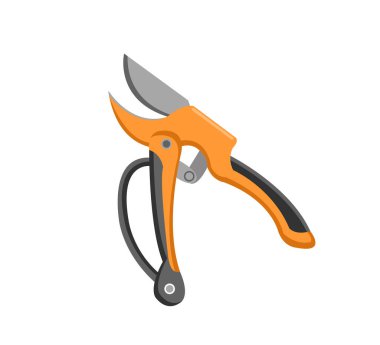 Secateurs suluboya vektör illüstrasyonunu beyaz arkaplanda izole etti. Budama makası, bahçe el budama makası, budama makası, bahçe makası. Secateurs budayıcı bölmesi