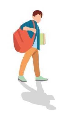 Farklı duruşlardaki öğrencilerin vektör illüstrasyonu