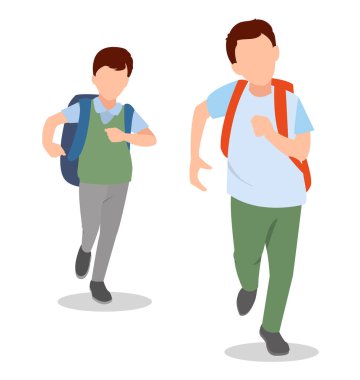 Farklı duruşlardaki öğrencilerin vektör illüstrasyonu