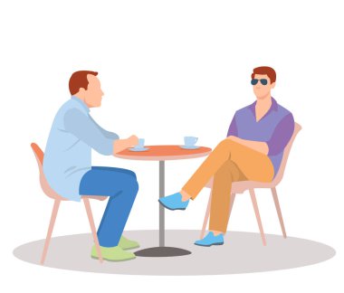 Açık kafede kahve içen bir adamın portresi.