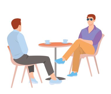 Açık kafede kahve içen bir adamın portresi.