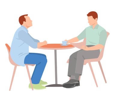 Açık kafede kahve içen bir adamın portresi.