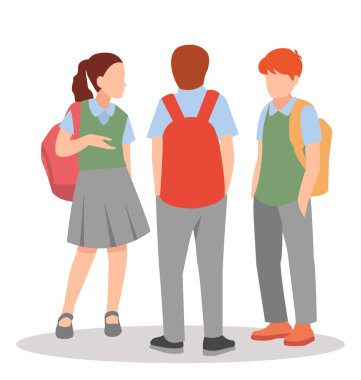 Farklı duruşlardaki öğrencilerin vektör illüstrasyonu