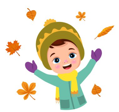 kuru yapraklar ve tatlı çocuk