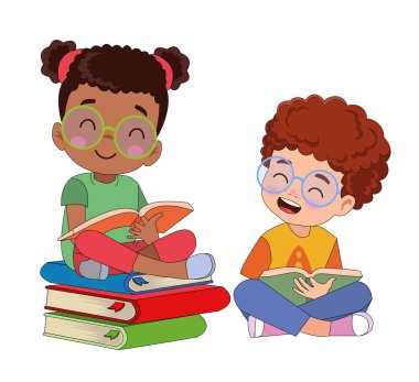 Küçük şirin çocuk kitap okuyor.