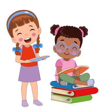 Küçük şirin çocuk kitap okuyor.