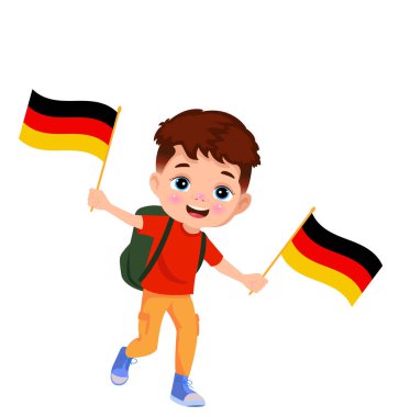 Bayrak tutan küçük şirin çocuk.