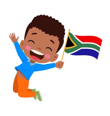 Bayrak tutan küçük şirin çocuk.