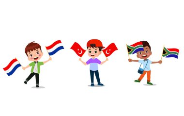Bayrak tutan küçük şirin çocuk.