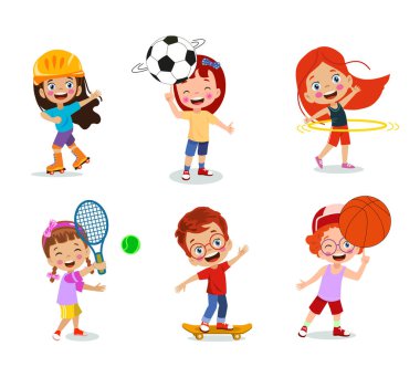 Farklı duruşlardaki öğrencilerin vektör illüstrasyonu