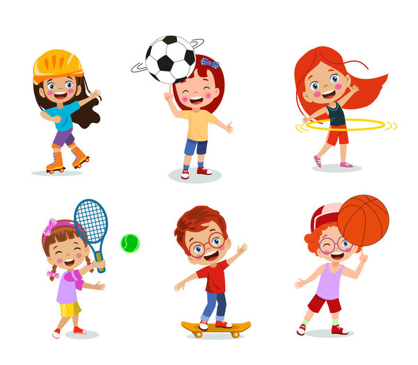 vector illustration of students in different postures