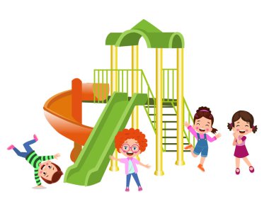 Parkta oynayan sevimli çocuklar.