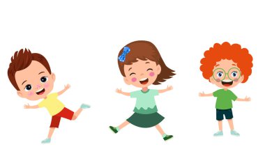 Farklı duruşlardaki öğrencilerin vektör illüstrasyonu