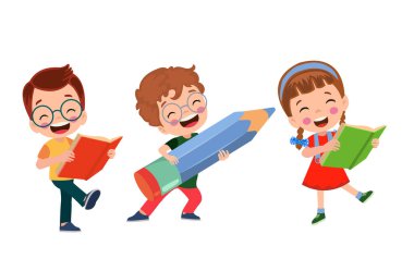 Kitap resimlerini okuyan sevimli küçük çocuk.