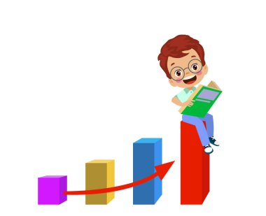 Çizgi Çocuk Çubuk Grafik Vektörü Gösteriyor